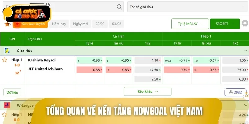 Nowgoal Việt Nam là trang web cập nhật dữ liệu bóng đá