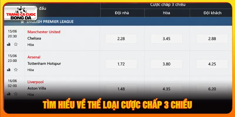 Cược chấp 3 chiều dựa trên mức handicap minh bạch