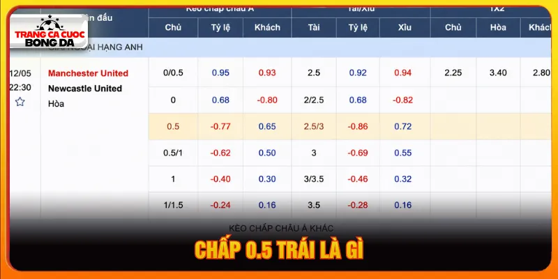 Nắm rõ khái niệm về chấp 0.5 trái là gì trong bóng đá